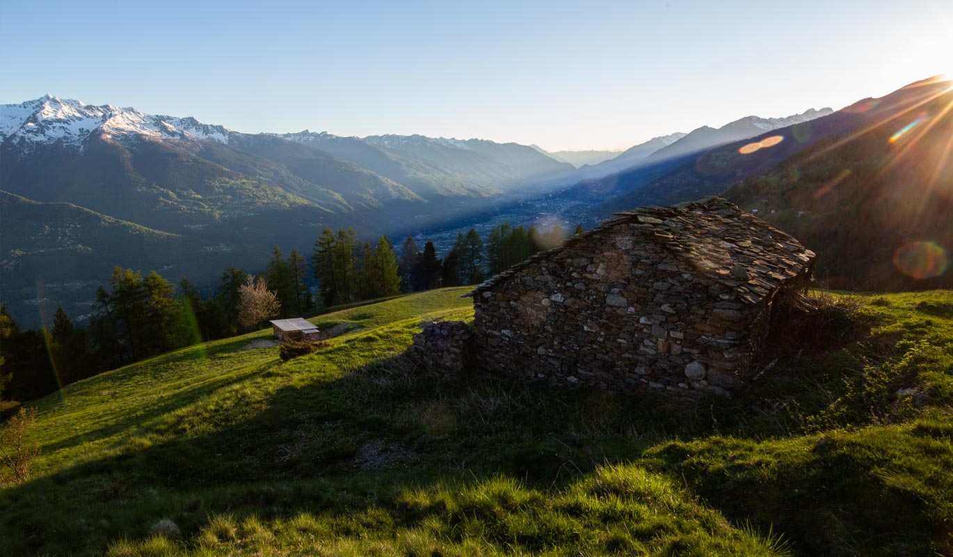 Vista sulla Valtellina e Sondrio da Verdomana